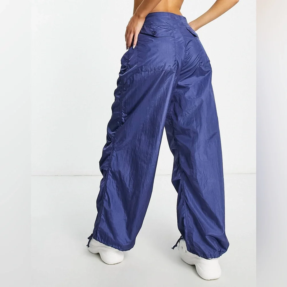 Edikted low rise wide leg rave‎ festival parachute pants in navy size XS/S